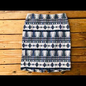 Ann Taylor TWEED Size 0 Tribal Print Pencil Skirt